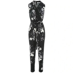 Ricki’s Jumpsuit Floral Printed Black Purple Cream Size  2 NWOT